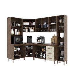 Cozinha Modulada Completa Fidelitá Lisboa 6 Peças 375cm 14 Portas 3 Gavetas com Tampo - 2