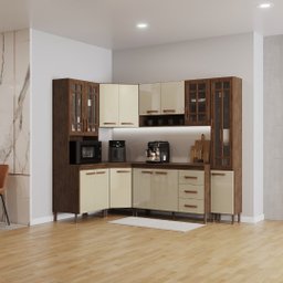Cozinha Modulada Completa Fidelitá Lisboa 6 Peças 375cm 14 Portas 3 Gavetas com Tampo - 1