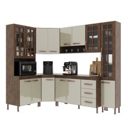 Cozinha Modulada Completa Fidelitá Lisboa 6 Peças 375cm 14 Portas 3 Gavetas com Tampo - 3