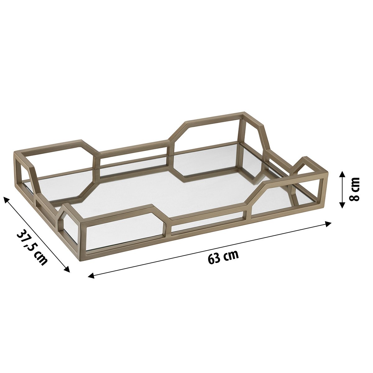 Bandeja Hara Elizabeth Espelhada 63x37,5x8cm:champanhe - 2