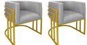 Ver imagem 1 de Kit 02 Cadeiras Poltrona Luxo Base de Metal Tripla Dourado Sala de Jantar Cozinha Recepção Veludo Pr