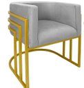 Ver imagem 2 de Kit 02 Cadeiras Poltrona Luxo Base de Metal Tripla Dourado Sala de Jantar Cozinha Recepção Veludo Pr