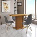 Ver imagem 1 de Mesa Jantar Londres Tampo Canela 120cm 4 Cadeiras Base Dourado Estofado Grafite