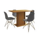Ver imagem 6 de Mesa Jantar Londres Tampo Canela 120cm 4 Cadeiras Base Dourado Estofado Grafite