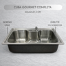 Kit Cuba Gourmet Cozinha Aço Inox 201 + Torneira + Acessórios + Tabua - 4