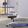 Cadeira De Escritório Milão Blidshop  Ergonômica Giratória Home Office 120kg - Branca e Preta - 4