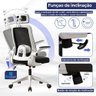 Cadeira De Escritório Milão Blidshop  Ergonômica Giratória Home Office 120kg - Branca e Preta - 3