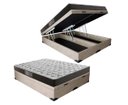 Ver imagem 1 de Cama Box Baú Queen Colchão Mola Ensacada Belos Sonhos + Box Sintético 71x158x198 Bege