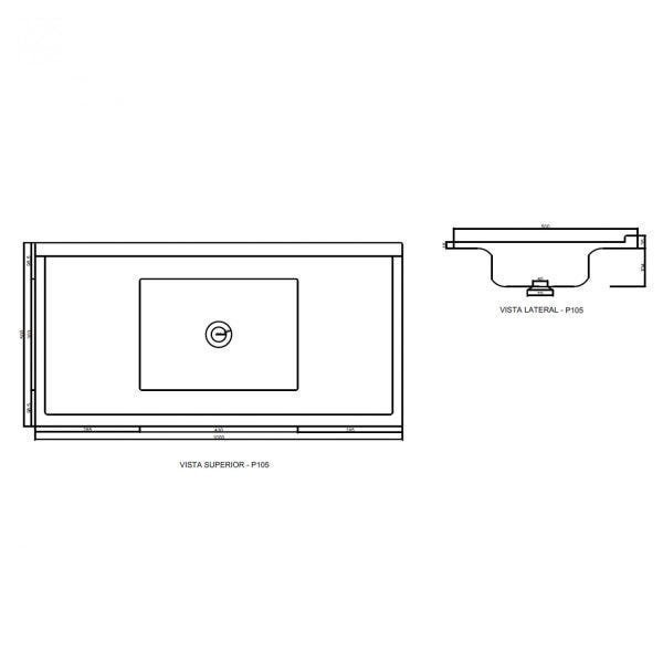 Pia para Cozinha em Marmore síntetico 100cm X 50cm Premium DVG Decoralita - 2