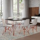 Ver imagem 1 de Conjunto Mesa de Jantar Industrial Clips Preta 135x75 com 6 Cadeiras Eiffel Bracas de Ferro Cobre