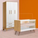 Ver imagem 1 de Conjunto Berço Mini Cama Retrô e Guarda Roupa Slim Freijó/branco