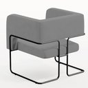 Ver imagem 7 de Poltrona Decorativa Scarlett D02 Base de Aço Preto Veludo Cinza B-317 - Lyam Decor