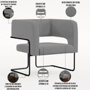 Ver imagem 4 de Poltrona Decorativa Scarlett D02 Base de Aço Preto Veludo Cinza B-317 - Lyam Decor