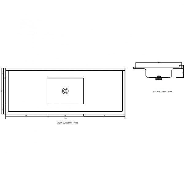 Pia com Cuba para Cozinha Massa Premium 140cmx54cm Decoralita - 2