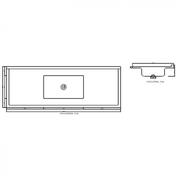 Pia com Cuba para Cozinha Massa Premium 150x54cm Decoralita em Mármore Sintético Cinza Griss