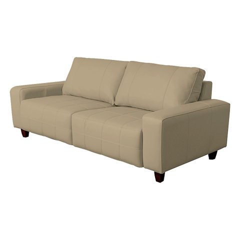 Sofá Decorativo Sala de Estar Asgand 3 Lugares 220cm Couro Bege - Mozzelar