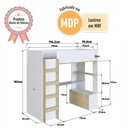 Ver imagem 6 de Cama Infantil Elevada com Escrivaninha e Armário Multifuncional Branco/Carvalho - Completa Móveis