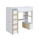 Ver imagem 4 de Cama Infantil Elevada com Escrivaninha e Armário Multifuncional Branco/Carvalho - Completa Móveis