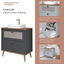 Ver imagem 3 de Armário Gabinete de Banheiro 80cm Mdf Titanium 1 Porta Gaveta C/ Cuba