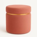 Ver imagem 3 de Puff com Cinta Dourada Superior Rosa Tecido Linho