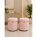 Ver imagem 4 de Puff com Cinta Dourada Superior Rosa Bebe Tecido Linho