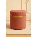 Ver imagem 1 de Puff com Cinta Dourada Superior Rosa Tecido Linho