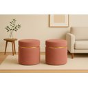 Ver imagem 2 de Puff com Cinta Dourada Superior Rosa Tecido Linho