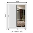 Ver imagem 4 de Guarda-roupa Solteiro Madesa Dallas Plus 2 Portas de Correr com Espelho 4 Gavetas com Pés - Branco
