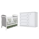 Ver imagem 1 de Berço Americano Danny Branco Acetinado Reller e Cômoda Infantil Americano Branco Hp - Henn.