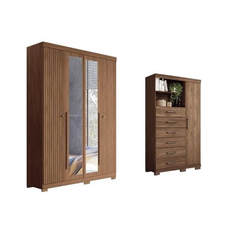 Guarda Roupa +cômoda 2 Peças Qc312 Jatobá - Santos Andirá