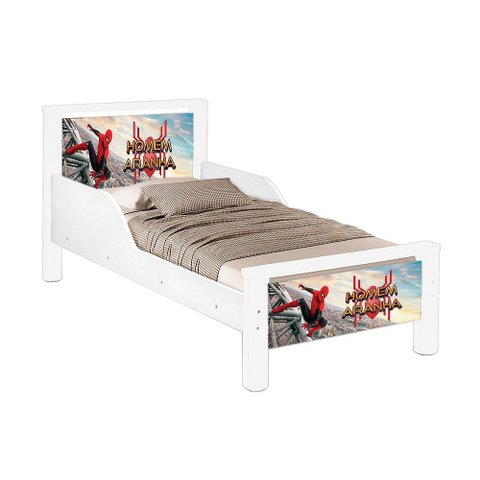 Mini Cama Infantil Meli Pés de Madeira Tema Homem Aranha para Quarto Infantil Menino - Homem Aranha