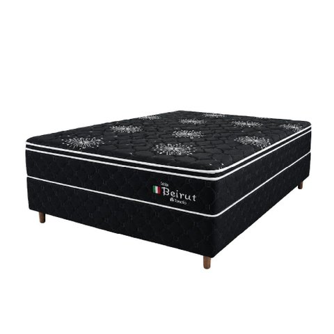Cama Box King + Colchão Molas Ensacadas Topazio Beirut 198x200x57cm