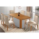 Ver imagem 1 de Conjunto: Mesa de Cozinha Pietá Tampo Curvo 180cm+6 Cadeiras Maldivas Madeira Naturale/off White -