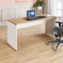 Ver imagem 1 de Mesa Escritório Escrivaninha 160cm X 70cm Pés Painel F5 Cor:macadâmia com Branco