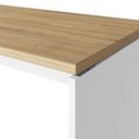Ver imagem 5 de Mesa Escritório Escrivaninha 160cm X 70cm Pés Painel F5 Cor:macadâmia com Branco