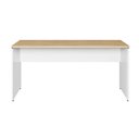 Ver imagem 3 de Mesa Escritório Escrivaninha 160cm X 70cm Pés Painel F5 Cor:macadâmia com Branco