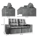 Ver imagem 3 de Sofá Retrátil e Reclinável 2 Lugares 1,80m Veludo Malibu Selmer Cinza