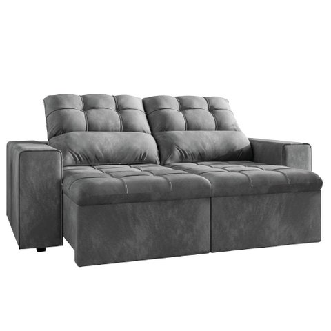 Sofá Retrátil e Reclinável 2 Lugares 1,80m Veludo Malibu Selmer Cinza