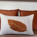 Ver imagem 2 de Conjunto 3 Almofadas Linho e Veludo Bordado Folha Seca