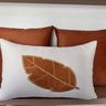 Conjunto 3 Almofadas Linho e Veludo Bordado Folha Seca - 2