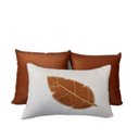 Ver imagem 1 de Conjunto 3 Almofadas Linho e Veludo Bordado Folha Seca