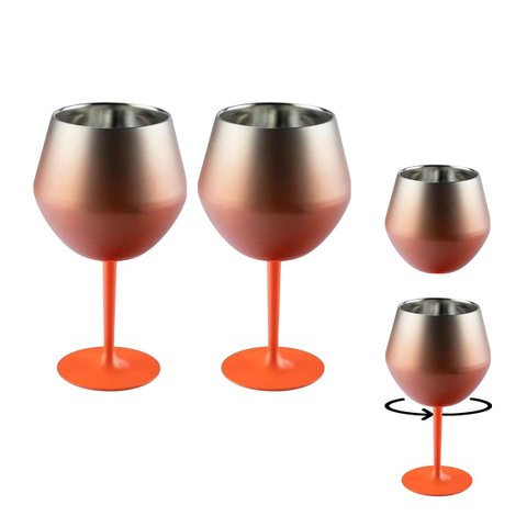 Taca Copo Termico Kit 2 Uni Inox 2 em 1 Drink Coquetel Bebida Vinho Festa Evento Praia Piscina Elega