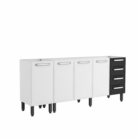 Gabinete Cozinha Evidence 2.00MT 4 Pt -4 Gv Bertolini- Preto