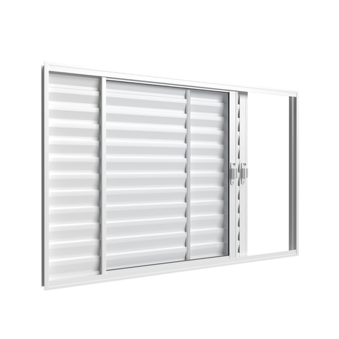 Janela Veneziana 3 Folhas sem Grade em Alumínio Branco com Vidro Liso Incolor 1,50 x 1,00 x 7 cm
