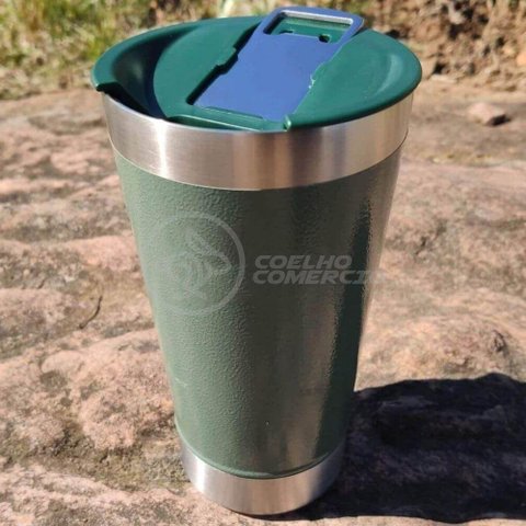 Copo Térmico com Tampa e Abridor de Garrafa 473ml Verde