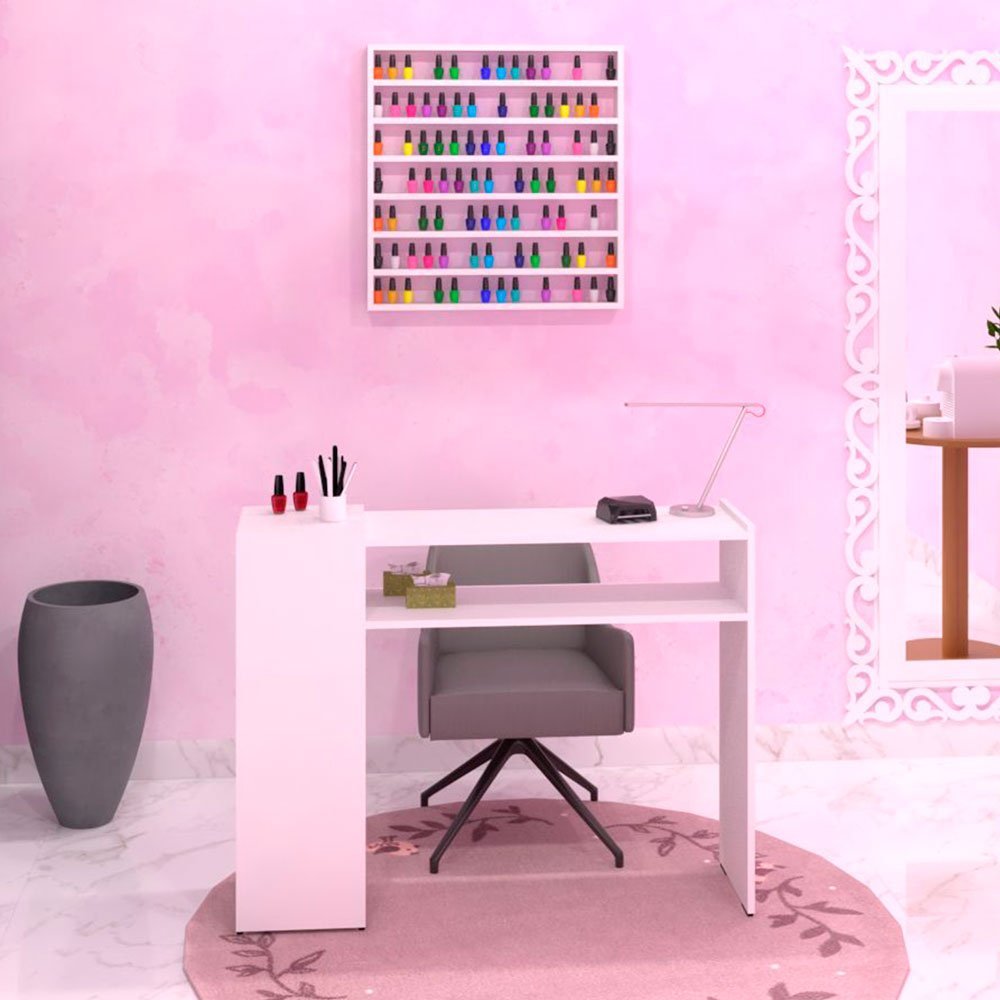 Expositor Organizador de Esmaltes Manicure Bless 100%mdf com 07 Prateleiras Branco - Desk Design - 3