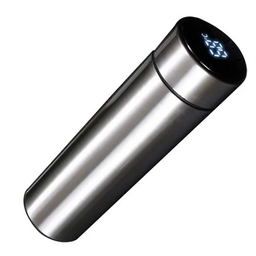 Garrafa Térmica Portátil 500ml Termômetro Aço Inox Touch Led Cor: Cromado - 1