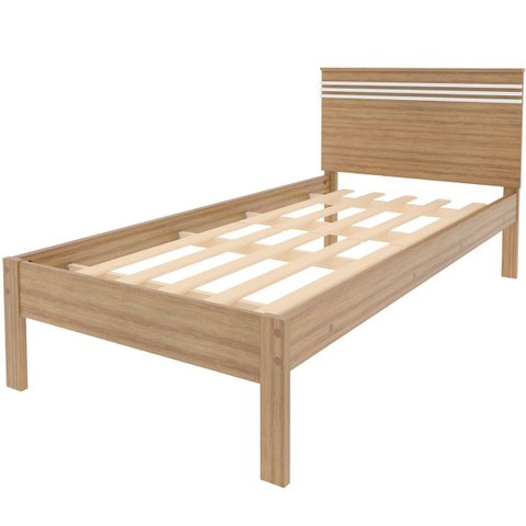 Cama de Solteiro com Cabeceira Rafaela Amêndoa/Branco
