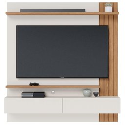 Painel para Tv Home Suspenso Ambiente Juriti 1.5 Off White Matte Freijó - Colibri - 2