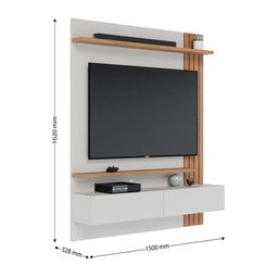 Painel para Tv Home Suspenso Ambiente Juriti 1.5 Off White Matte Freijó - Colibri - 3